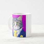 スーツとネクタイを着た紳士の猫 コーヒーマグカップ (正面左)