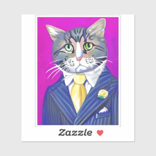 スーツとネクタイを着た紳士の猫 シール (シート)