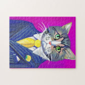 スーツとネクタイを着た紳士の猫 ジグソーパズル (横)