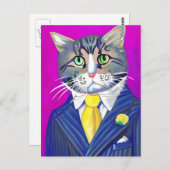 スーツとネクタイを着た紳士の猫 ポストカード (正面/裏面)