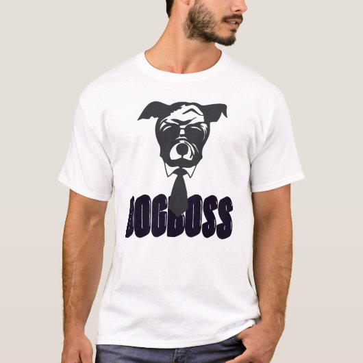 スーツとネクタイ姿のブルドッグがボスに!面白Tシャツ Tシャツ (正面)