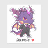 スーツのシールを貼った紫の龍 シール (シート)