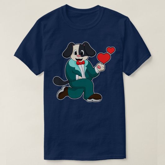 スーツのネクタイを持つグルーミングとしての犬2 Tシャツ (デザイン正面)