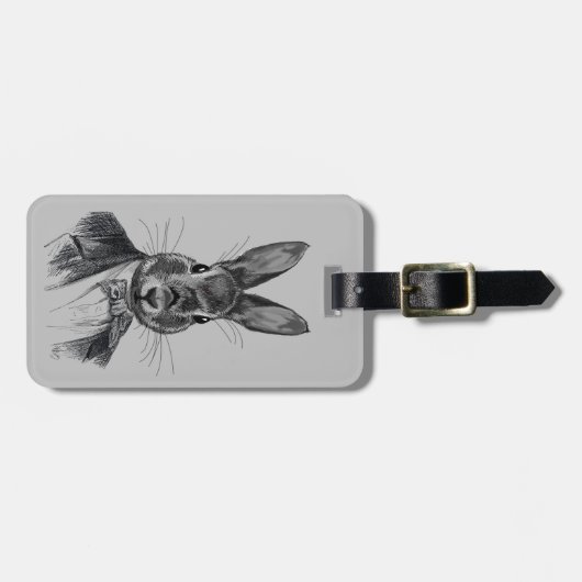 スーツのポートレートのウサギ ラゲッジタグ (正面横)