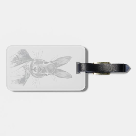 スーツのポートレートのウサギ ラゲッジタグ (裏面横)