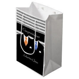 スーツの青いオレンジ結婚色のパーソナライズされた男と ミディアムペーパーバッグ