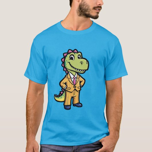 スーツのTシャツを着た恐竜 Tシャツ (正面)