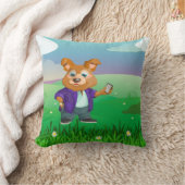 スーツよくはしゃぐを着た愛らしい漫画の犬の学生#1w クッション (ブランケット)