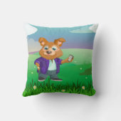 スーツよくはしゃぐを着た愛らしい漫画の犬の学生#1w クッション (裏面)