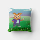 スーツよくはしゃぐを着た愛らしい漫画の犬の学生#1w クッション (正面)