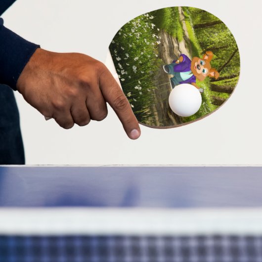 スーツよくはしゃぐを着た愛らしい漫画の犬の学生#1w 卓球ラケット (インサイチュ)