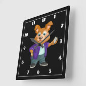 スーツよくはしゃぐを着て愛らしい漫画の犬の学生 スクエア壁時計 (傾斜)