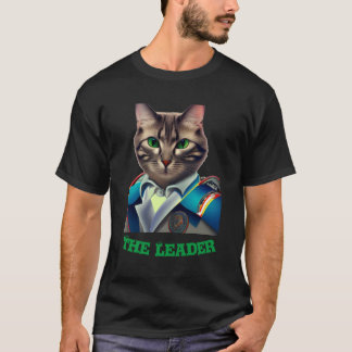 スーツを着たおもしろ猫上司 ブラックTシャツ Tシャツ