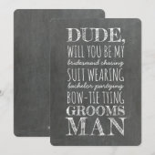 スーツを着たウェディングパーティーの面白いプロポーズ 招待状 (正面/裏面)