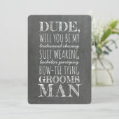 スーツを着たウェディングパーティーの面白いプロポーズ 招待状 (スタンド正面)