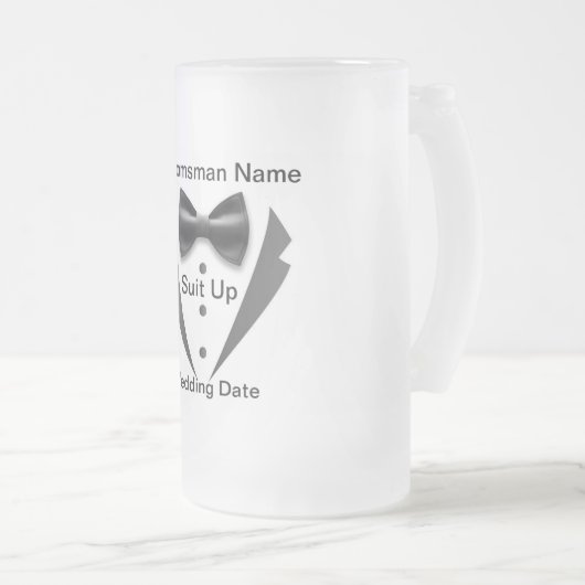 スーツを着たグロムスマン曇りガラスのマグカップ フロストグラスビールジョッキ (正面右)