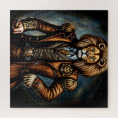 スーツを着たスチームパンク・ライオン ジグソーパズル (横)