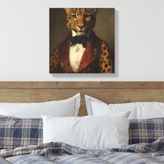 スーツを着たヒョウ |動物アート |スーツの中の動物 キャンバスプリント (インサイチュ (寝室))