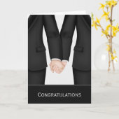 スーツを着た二人の舞踏会おめでとう結婚。 カード (黄色い花)