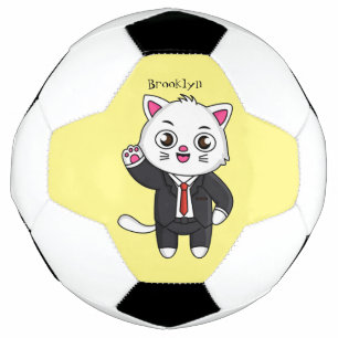 スーツを着た可愛い猫 サッカーボール