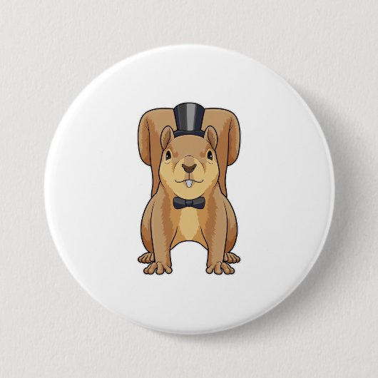 スーツを着た新郎としてのリス 缶バッジ (正面)