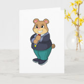 スーツを着た新郎としてベア カード (黄色い花)