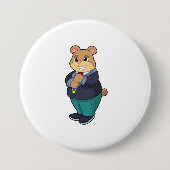 スーツを着た新郎としてベア 缶バッジ (正面)