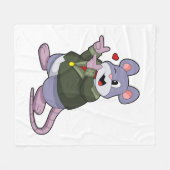 スーツを着た新郎ねずみ フリースブランケット (正面(横))