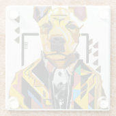 スーツを着た犬：デジタルアート ガラスコースター (裏面)