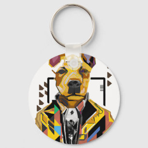 スーツを着た犬:デジタルアート キーホルダー