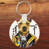 スーツを着た犬:デジタルアート キーホルダー (正面)