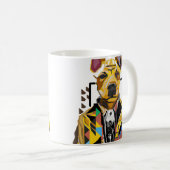 スーツを着た犬:デジタルアート コーヒーマグカップ (正面右)