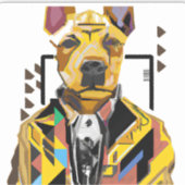 スーツを着た犬:デジタルアート シール (正面)