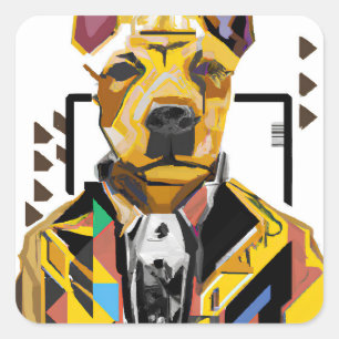 スーツを着た犬:デジタルアート スクエアシール