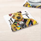 スーツを着た犬：デジタルアート スクエアペーパーコースター (アングル)