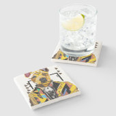 スーツを着た犬：デジタルアート ストーンコースター (横)