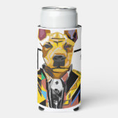 スーツを着た犬：デジタルアート スリム缶クーラー (Seltzer正面)