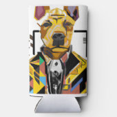 スーツを着た犬：デジタルアート スリム缶クーラー (裏面)