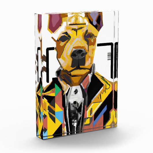 スーツを着た犬:デジタルアート フォトブロック (左)