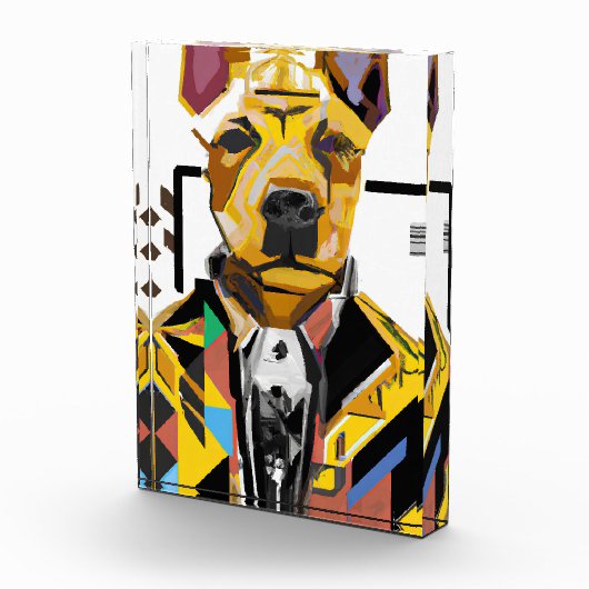 スーツを着た犬：デジタルアート フォトブロック (右)