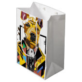 スーツを着た犬：デジタルアート ミディアムペーパーバッグ (正面アングル)