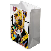 スーツを着た犬：デジタルアート ミディアムペーパーバッグ (裏面アングル)
