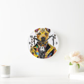 スーツを着た犬:デジタルアート ラウンド壁時計 (ホーム)