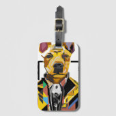 スーツを着た犬：デジタルアート ラゲッジタグ (正面縦)