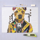 スーツを着た犬：デジタルアート 薄葉紙 (クラフト)