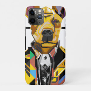 スーツを着た犬:デジタルアート iPhone 11 PROケース
