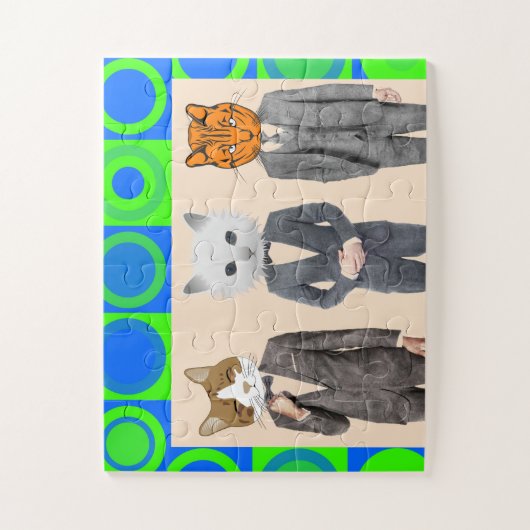 スーツを着た猫おもしろいパズル ジグソーパズル (縦)