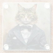 スーツを着た猫 ガラスコースター (裏面)