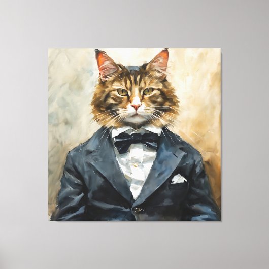 スーツを着た猫 キャンバスプリント (正面)