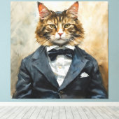 スーツを着た猫 キャンバスプリント (インサイチュ (ウッドフロア))